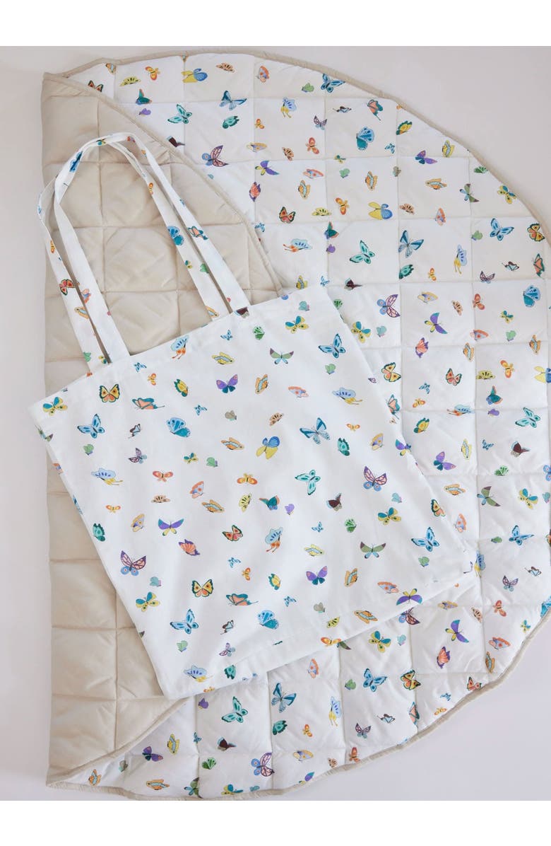 Timo & Violet Madame Butterfly Play Mat and Tote, Main, color, White