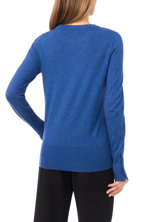 Halogenr Halogen(r) Button Cuff Crewneck Sweater In Blue