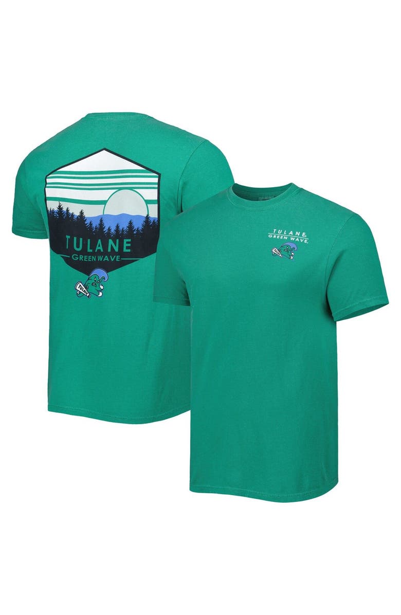 IMAGE ONE Men's Green Tulane Green Wave Landscape Shield T-Shirt, Main, color,