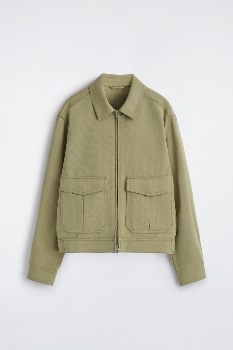 Cotton-Blend Zip-Up Utility Jacket, Alternate, color, KHAKI