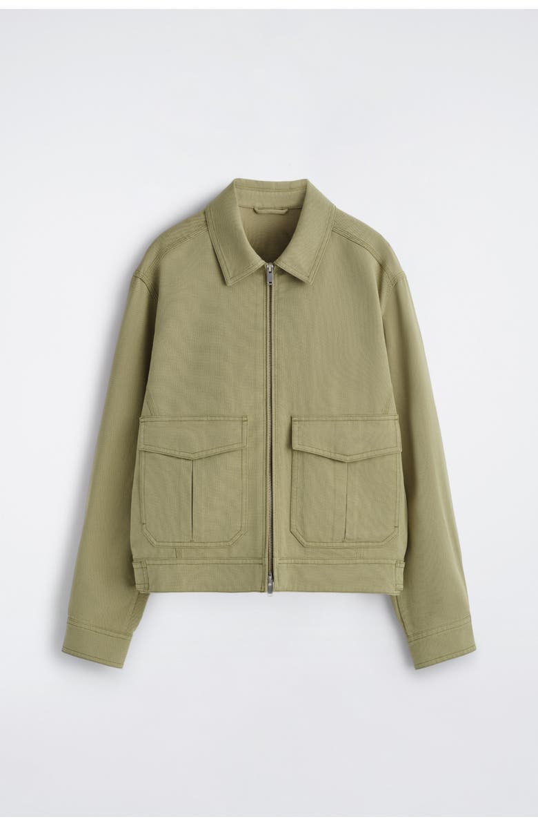 COS Cotton-Blend Zip-Up Utility Jacket, Alternate, color, Khaki