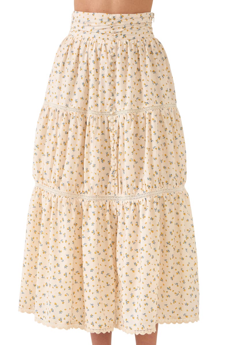 Free the Roses Tiered Floral Maxi Skirt, Alternate, color, 