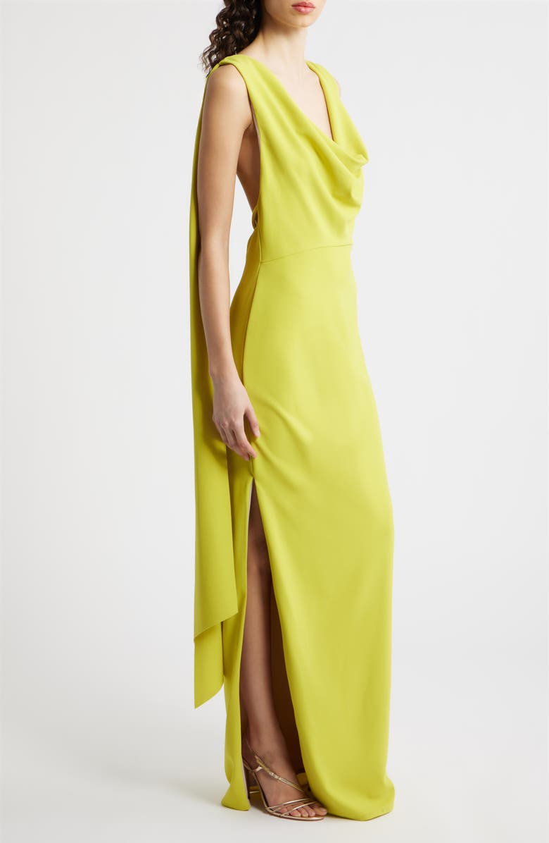 Black Halo Brullo Draped Column Gown, Alternate, color, Chartreuse