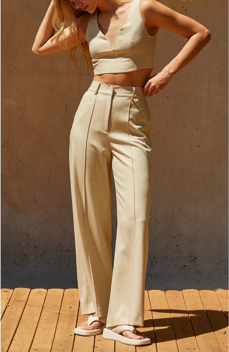 CRESCENT Pleated Wide Leg Trouser Pants, Alternate, color,