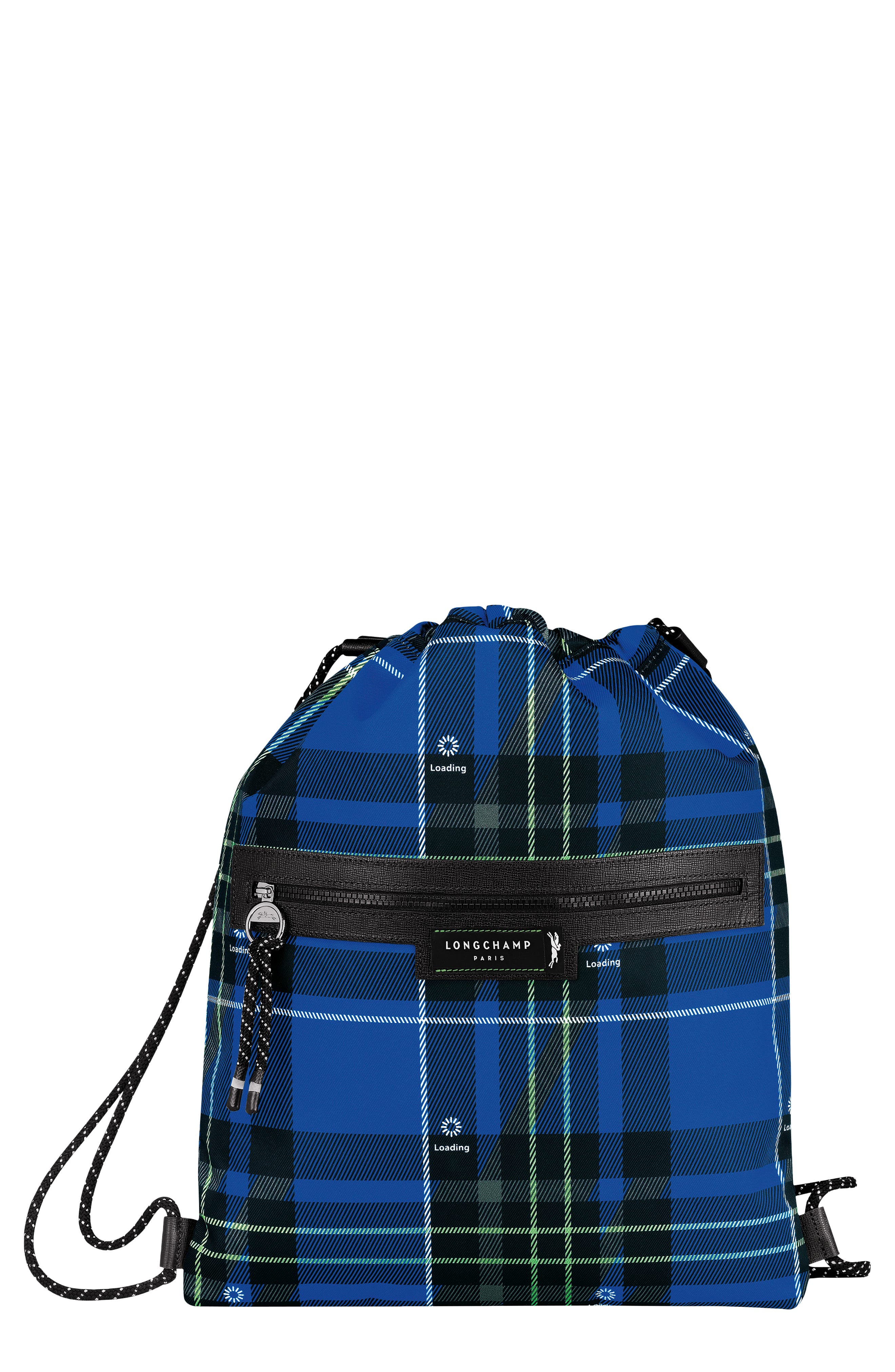 Longchamp Green District Tartan Drawstring Backpack