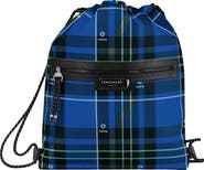 Longchamp Green District Tartan Drawstring Backpack