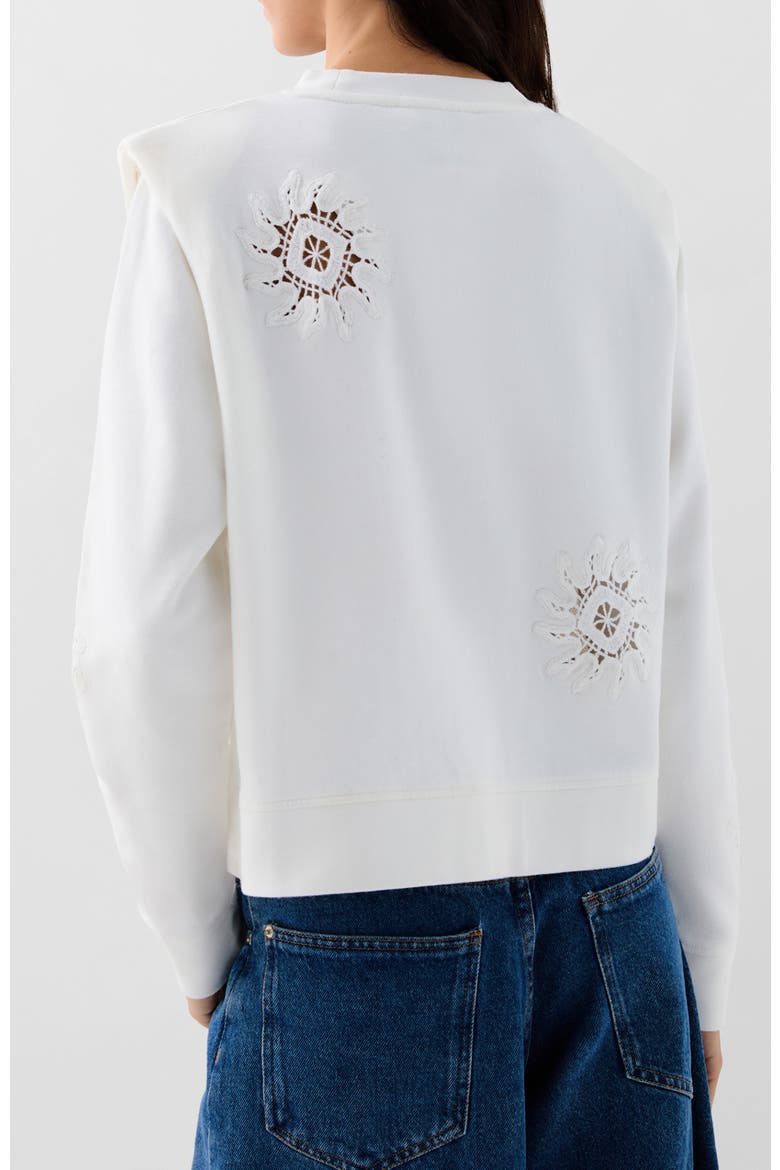 Padded Sun Crochet Sweater, Alternate, color, Offwhite