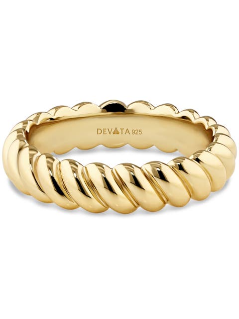 Rope Band Ring in Gold Plated Sterling Silver