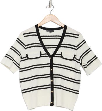 Stripe Short Sleeve Cardigan