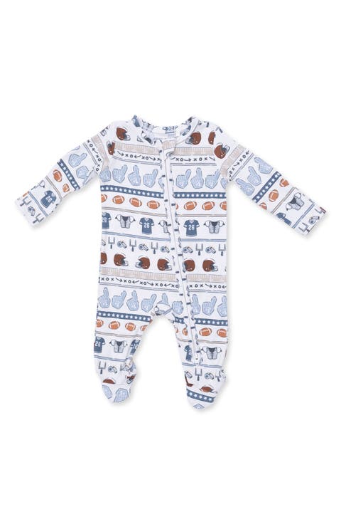 Football Stripe Two-Way Zip Footie