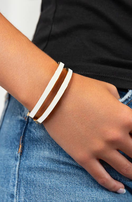 Marlyn Schiff Enamel Hinge Bracelet In White