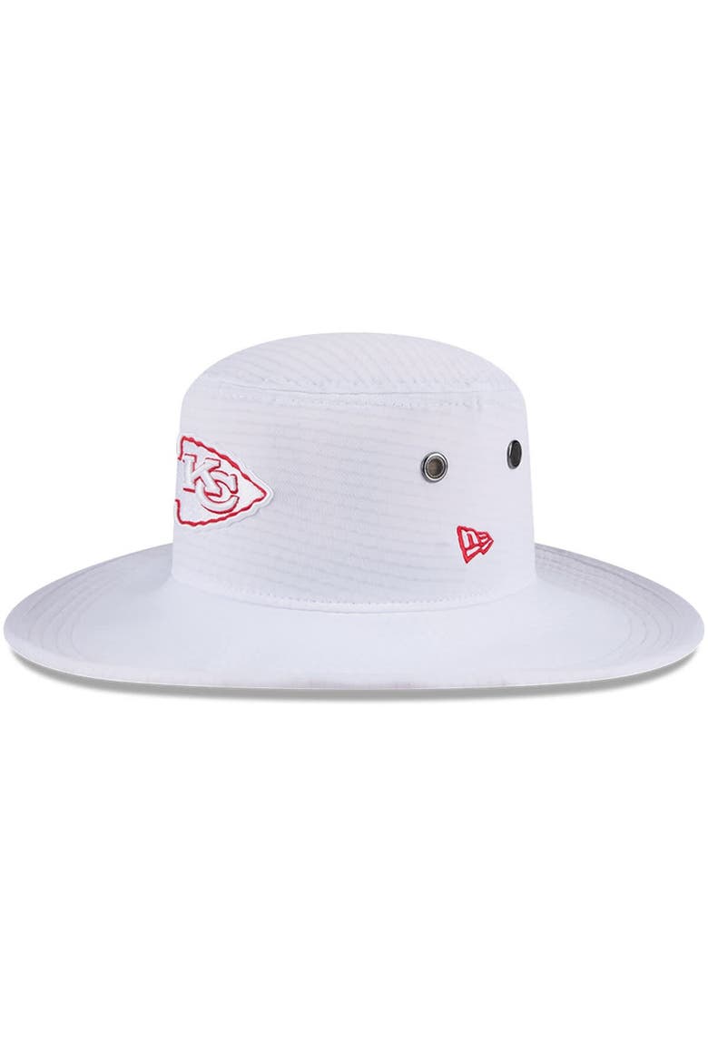 Men's New Era White Kansas City Chiefs 2024 NFL Training Camp Panama Bucket Hat, Main, color, White
