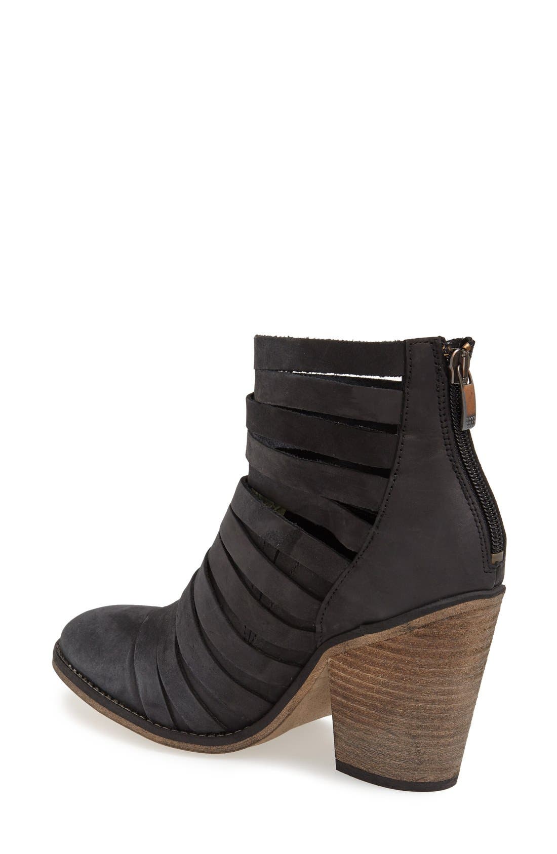 'Hybrid' Strappy Leather Bootie, Alternate, color, BLACK