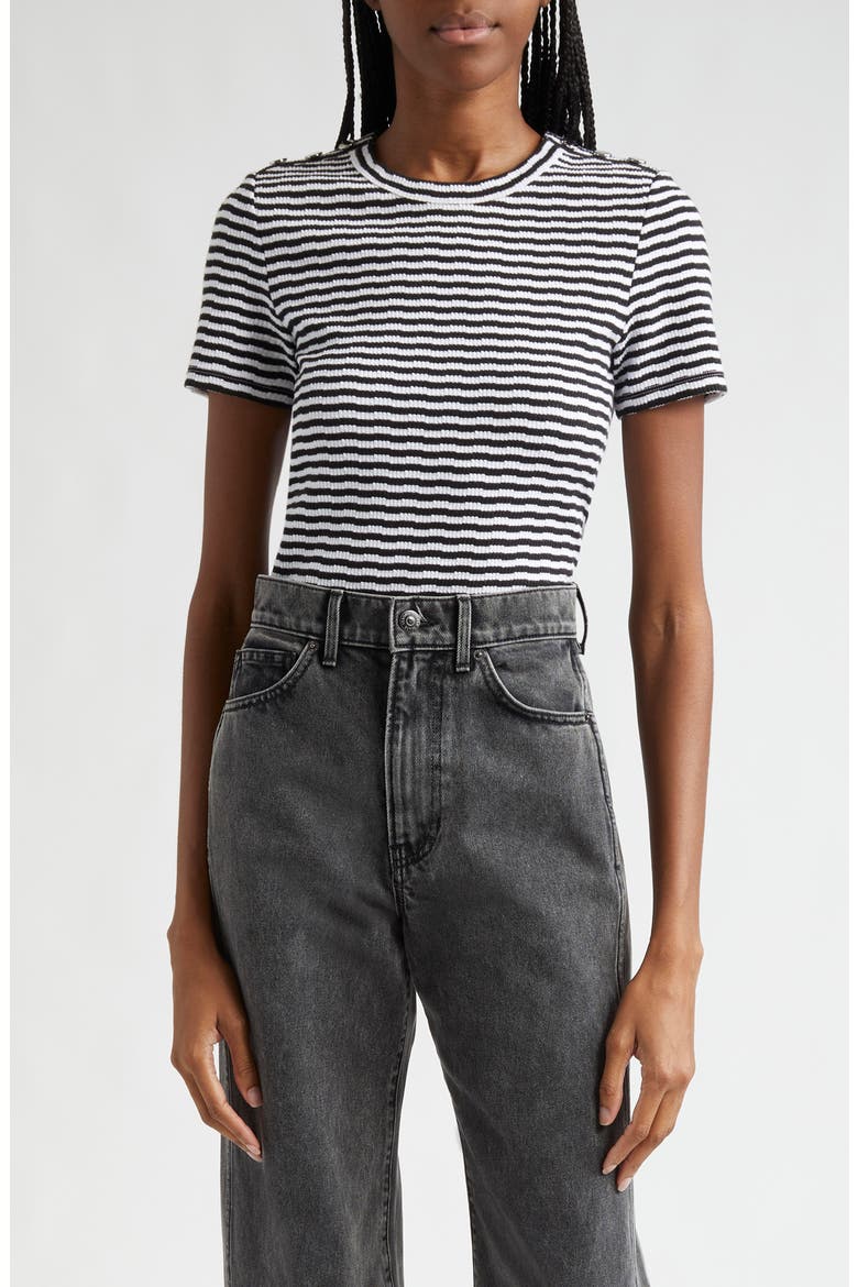 Draya Stripe Knit T-Shirt, Main, color, BLACK WHITE