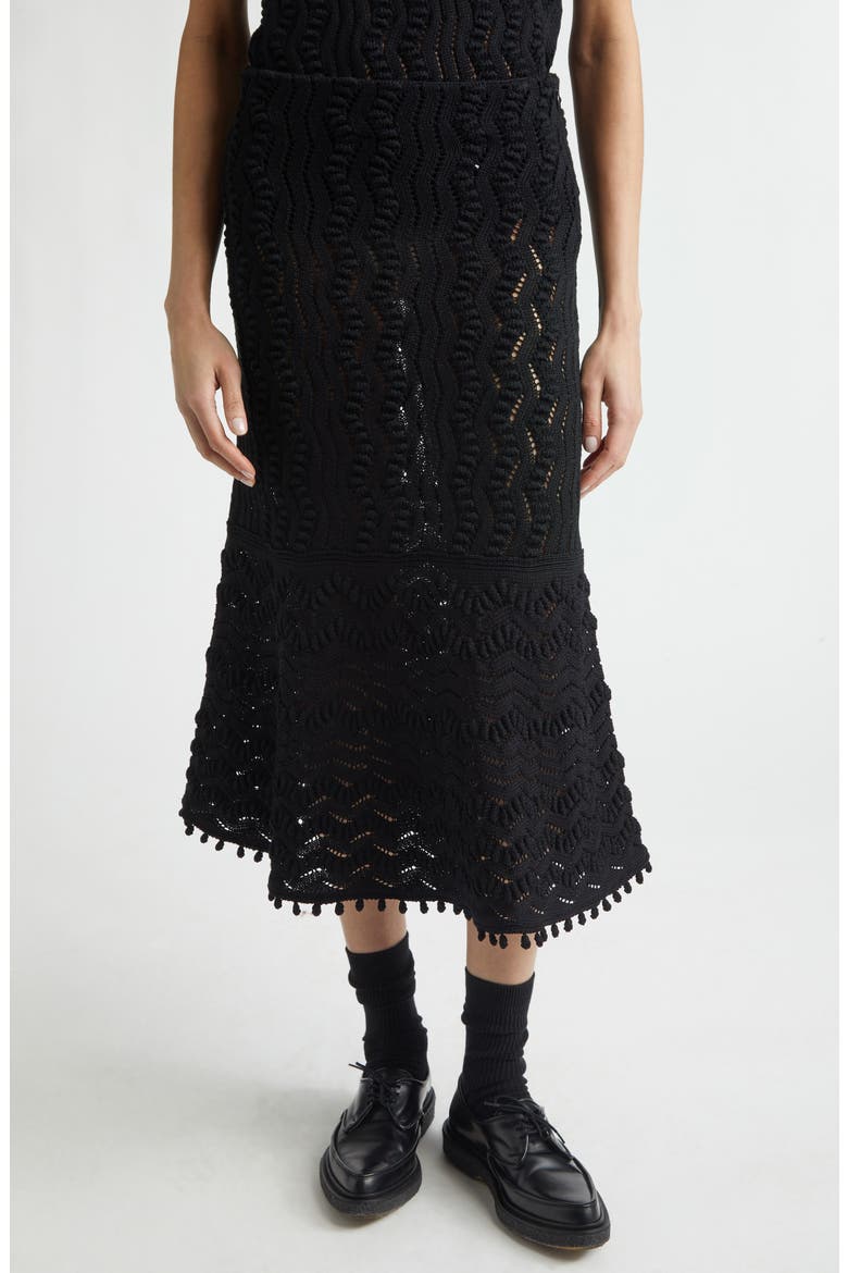 Textured Lace Pointelle Sweater Skirt, Main, color, BLACK