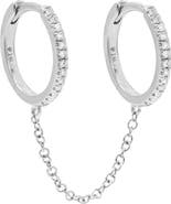 BY ADINA EDEN Diamond Double Huggie Chain Earring 14K
