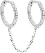 BY ADINA EDEN Diamond Double Huggie Chain Earring 14K