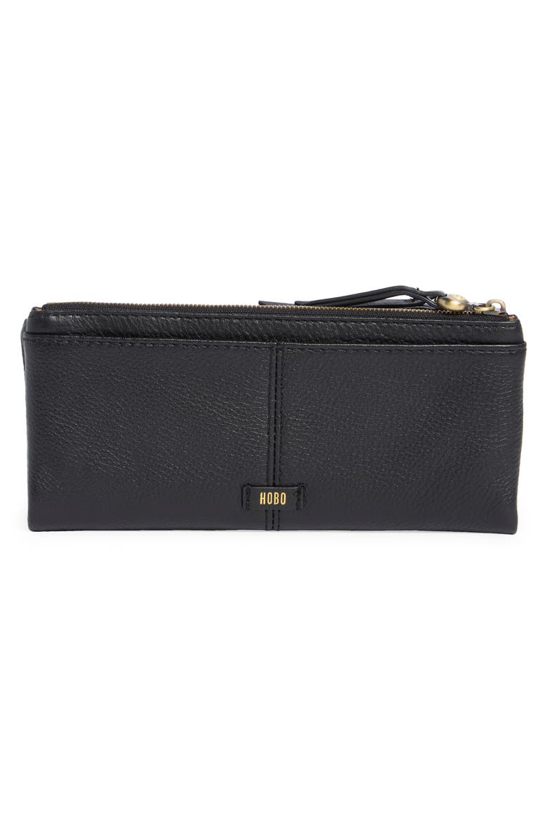 Keen Large Zip Top Leather Wallet, Alternate, color, BLACK