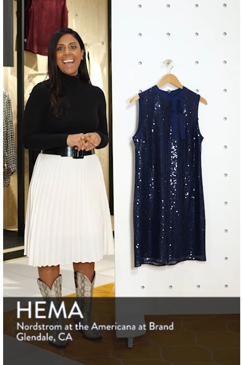 Sequin Tie Neck Shift Dress video