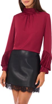 Vince Camuto Ruffle Bell Sleeve Mock Neck Top