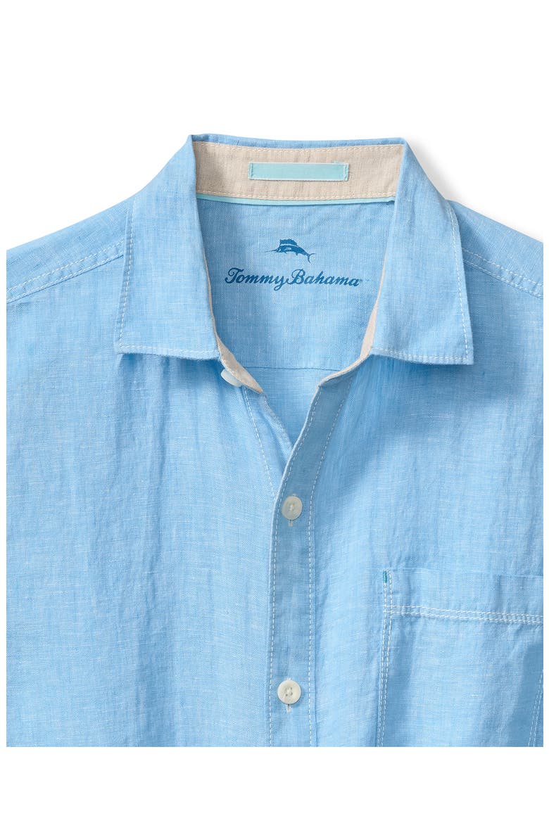 Paradise Breezer Short Sleeve Linen Button-Up Shirt, Alternate, color, GLASS BEAD BLUE