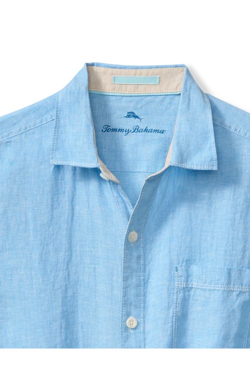 Tommy Bahama Paradise Breezer Short Sleeve Linen Button-up Shirt In Glass Bead Blue