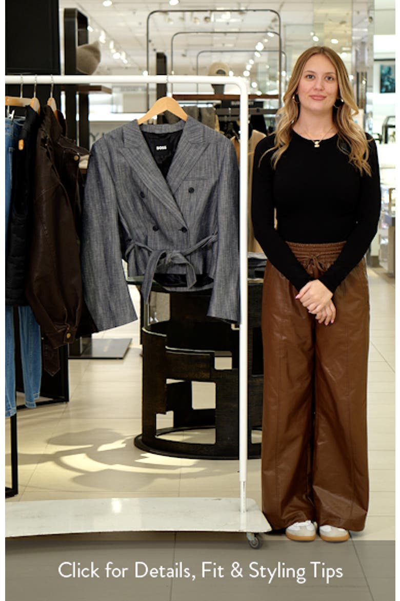 Jelsia Belted Sharkskin Twill Double Breasted Crop Blazer video