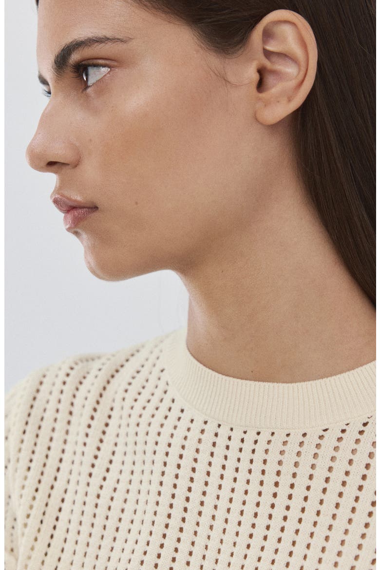 Pera Open Stitch Crewneck Sweater, Alternate, color, ECRU