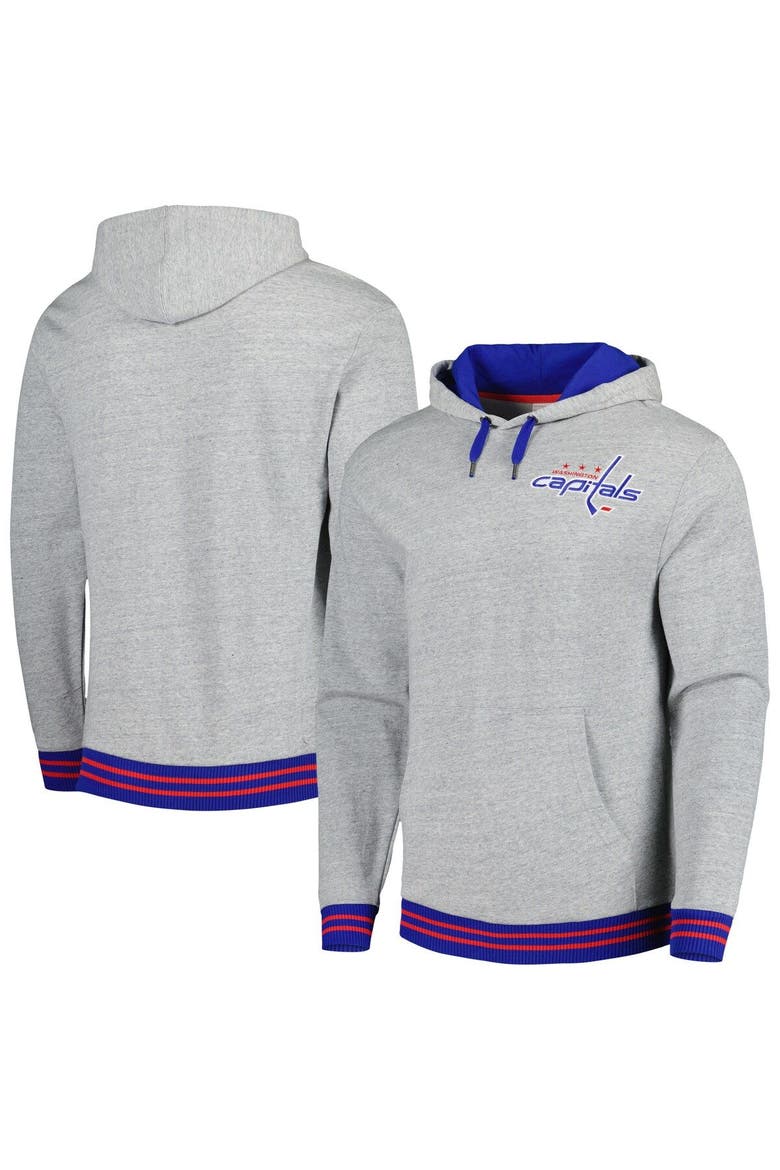 Men's Mitchell & Ness  Heather Gray Washington Capitals Classic French Terry Pullover Hoodie, Main, color, Heather Gray