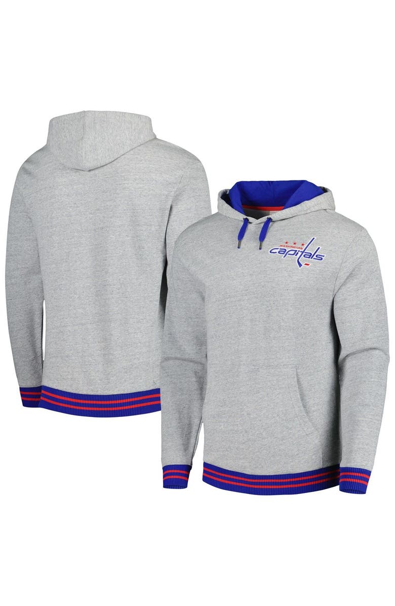 Mitchell & Ness Men's Mitchell & Ness Heather Gray Washington Capitals Classic French Terry Pullover Hoodie, Main, color, Heather Gray