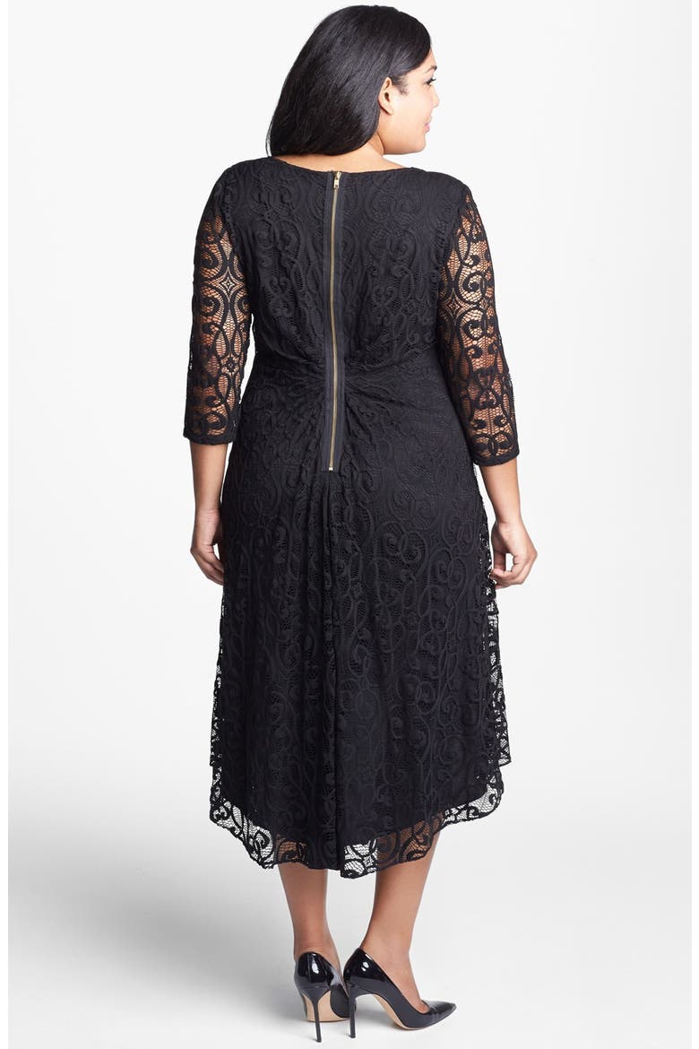 Lace High/Low Dress, Alternate, color, BLACK