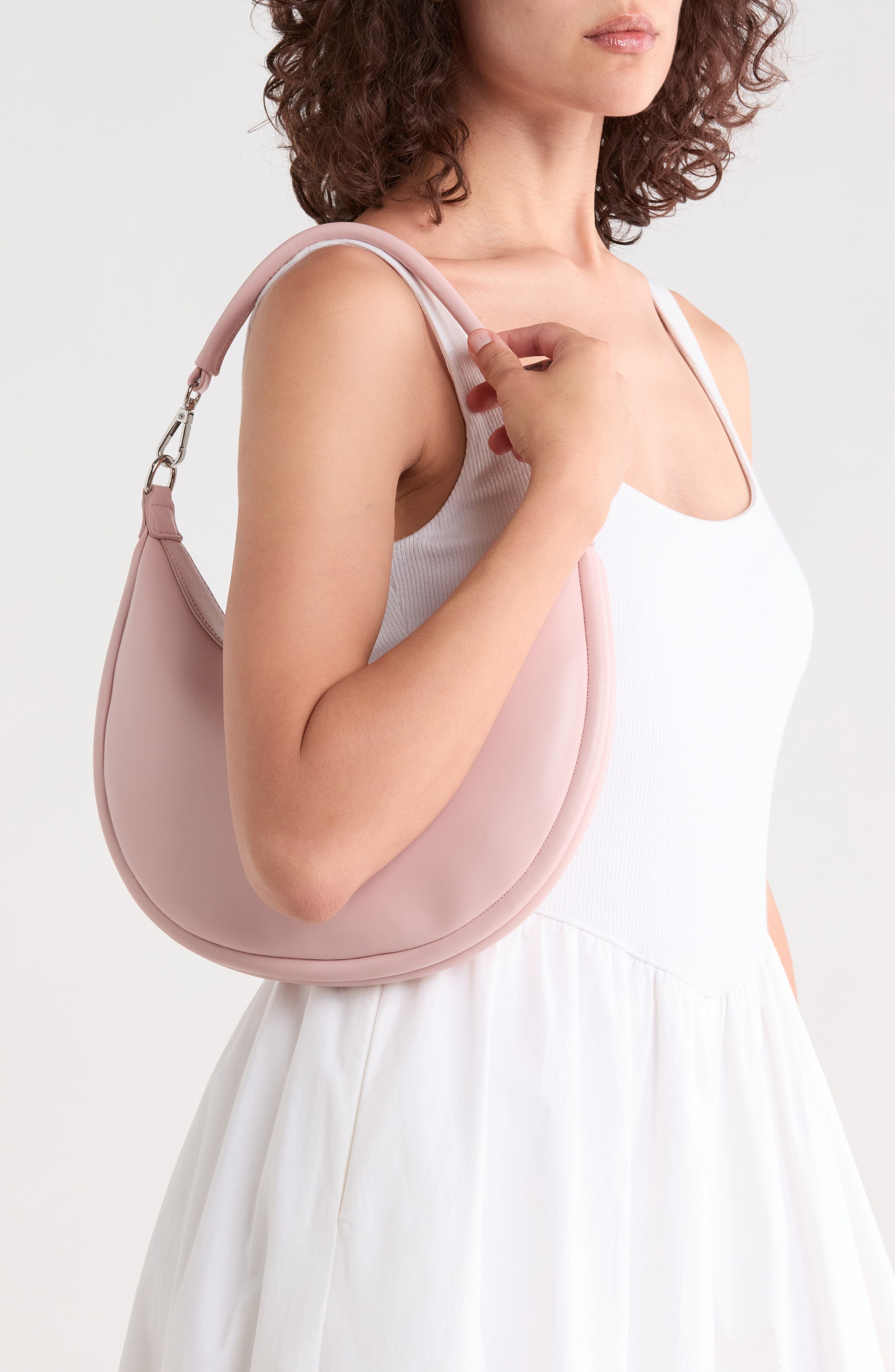 Convertible Faux Leather Shoulder Bag, Alternate, color, ROSE