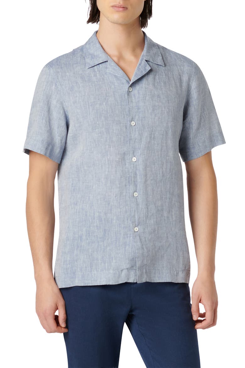 Linen Camp Shirt, Main, color, NAVY