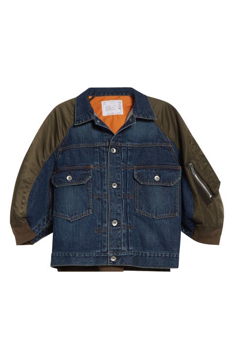 Denim & Nylon Mixed Media Jacket