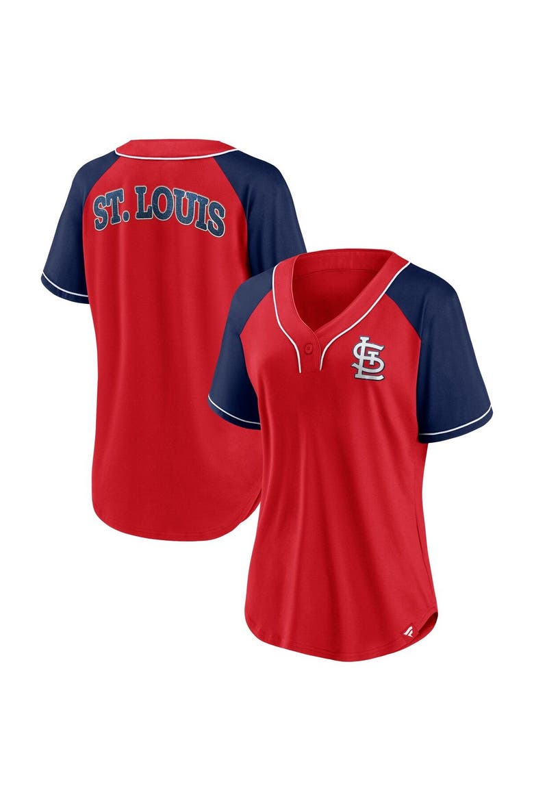 Women's Fanatics Branded Red St. Louis Cardinals Ultimate Style Raglan V-Neck T-Shirt, Main, color, Red
