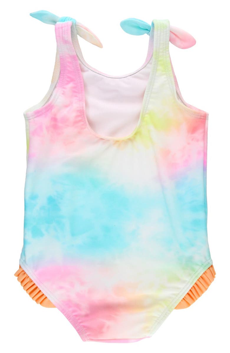 RuffleButts Kids' Rainbow Tie Dye One-Piece Swimsuit, Alternate, color, 