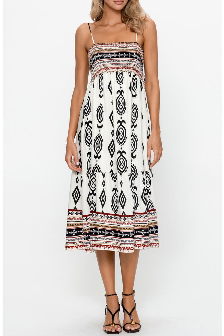 Boho Print Sleeveless Midi Dress, Main, color, BEIGE / NATURAL/ MULTI