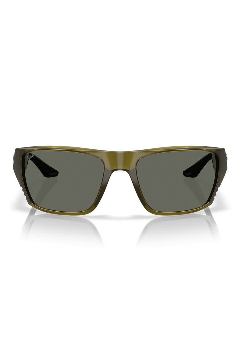 59mm Finlet Polarized Rectangle Sunglasses, Main, color, SEAGRASS / GRAY 580G