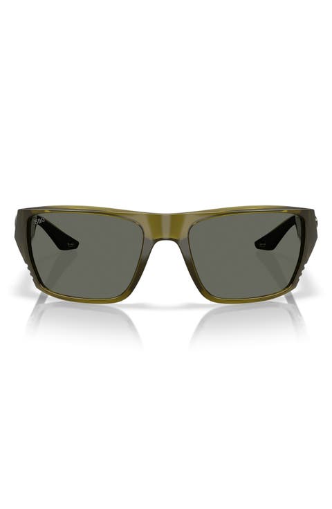 59mm Finlet Polarized Rectangle Sunglasses