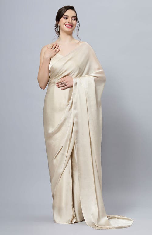 ONE MINUTE SAREE® ONE MINUTE SAREE® TIA TAN MONOCHROME SATIN READY TO WEAR ONE MINUTE SAREE 