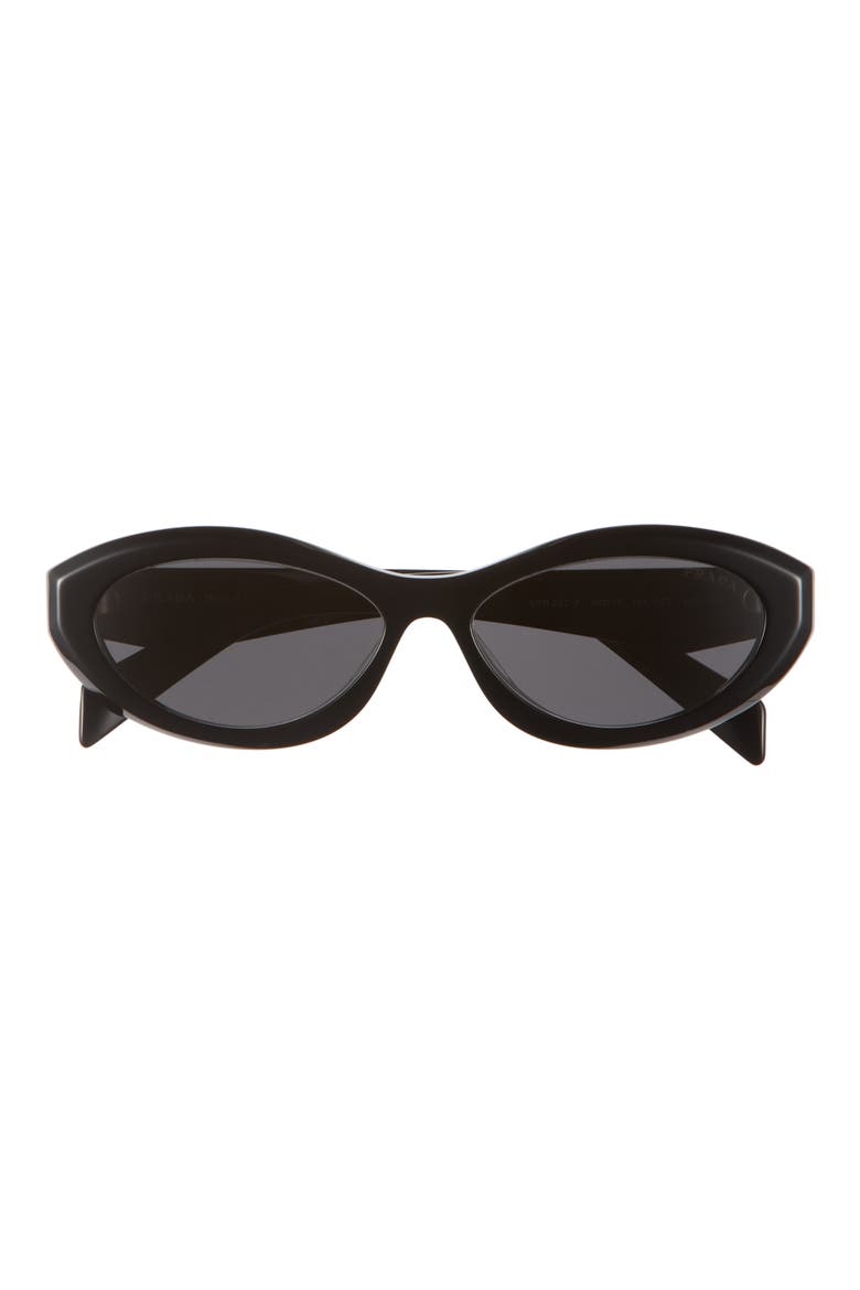 56mm Oval Sunglasses, Main, color, BLACK