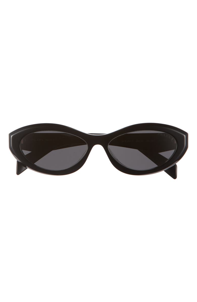 Prada 56mm Oval Sunglasses, Main, color, Black