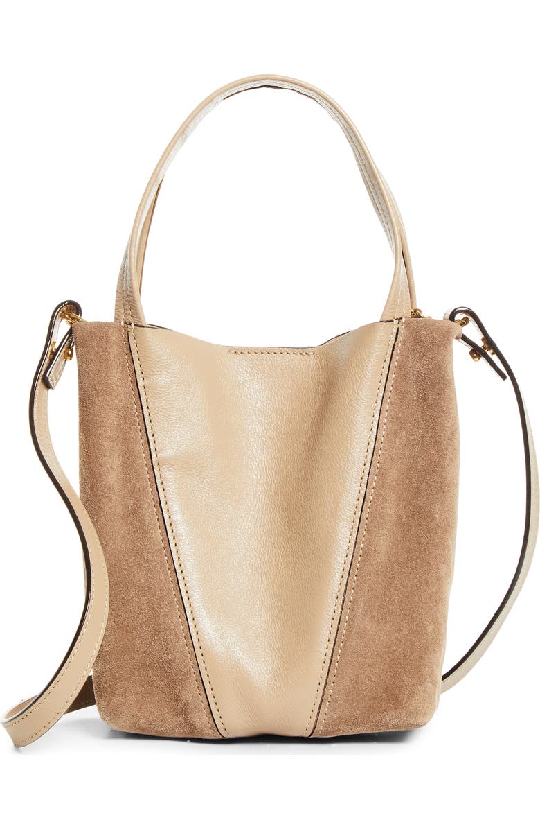Chloé Small Chloé Spin Leather & Suede Tote, Alternate, color, Boyish Brown