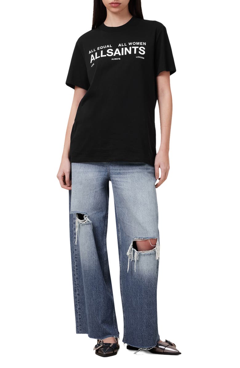 AllSaints IWD All Equal Cotton Graphic T-Shirt, Alternate, color, Black