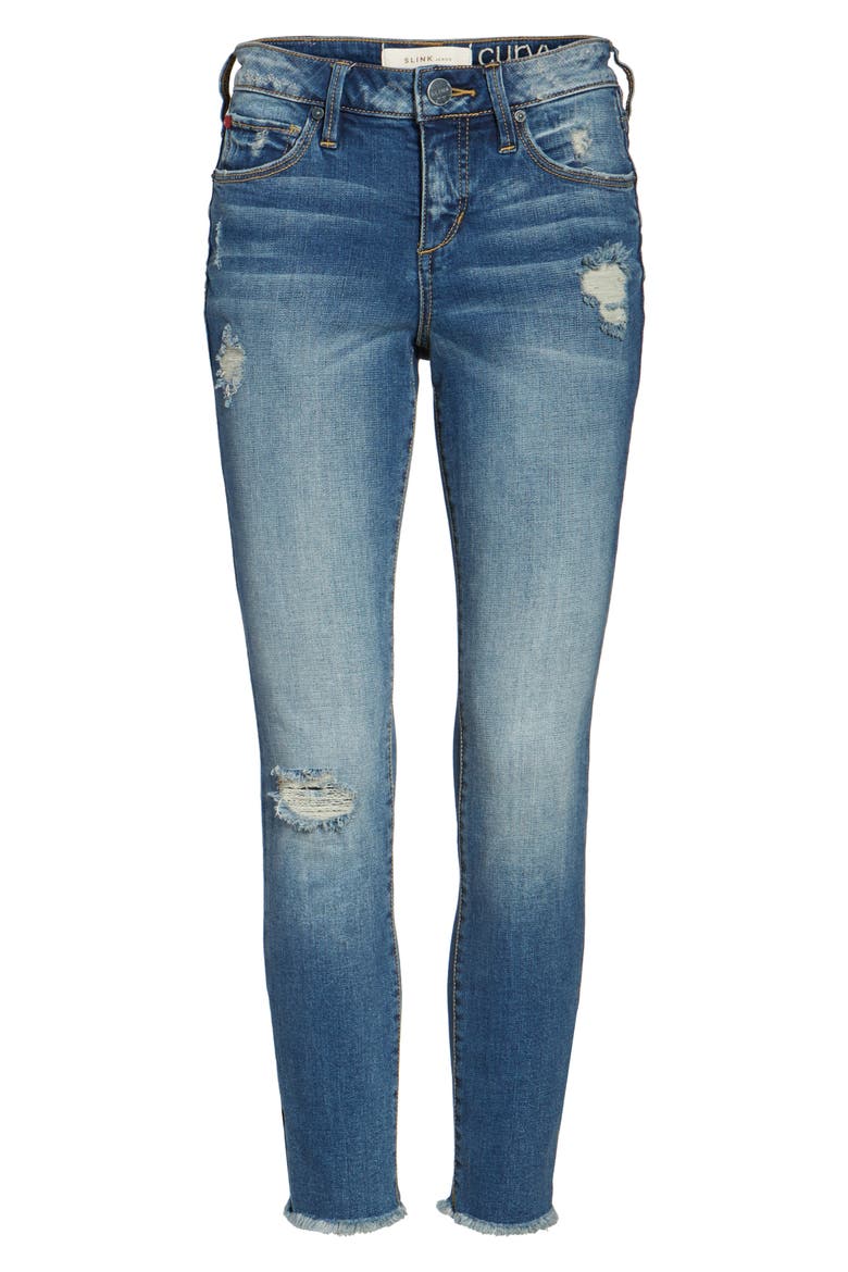 Frayed Hem Ripped Ankle Jeans, Alternate, color, CARALYN