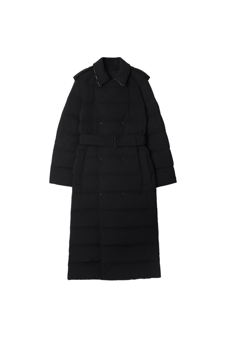 Long Nylon Puffer Coat, Alternate, color, Black/sand