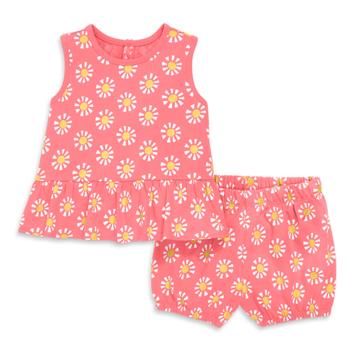 PRIMARY PRIMARY BABY TANK & BUBBLE SHORT SET IN CUTOUT SUNS