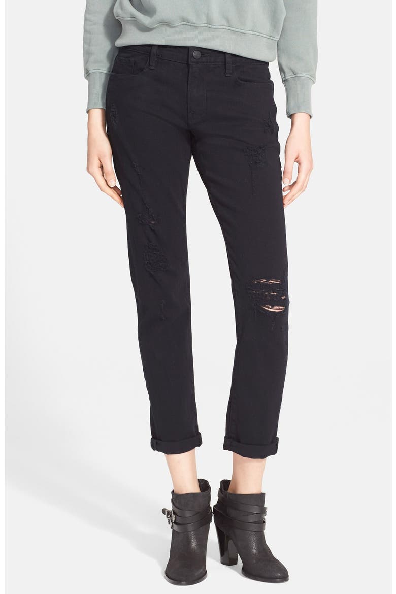 Denim 'Le Garcon' Destroyed Slim Boyfriend Jeans, Main, color, RIPPED NOIR