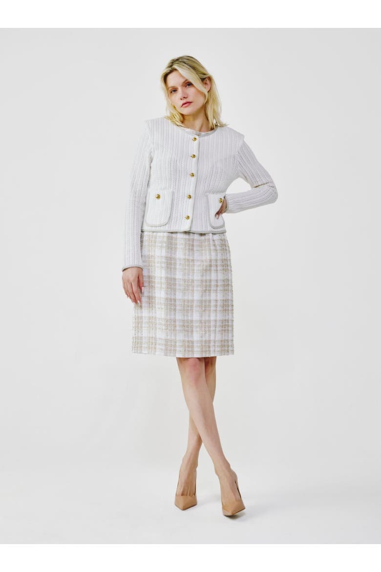 Lace Knit Cardigan, Main, color, Off-white