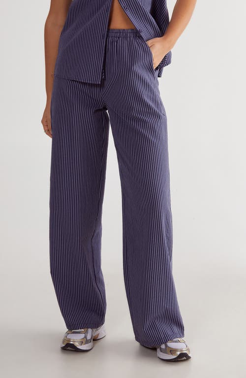 Nasty Gal Stripe Straight Leg Pants In Navy